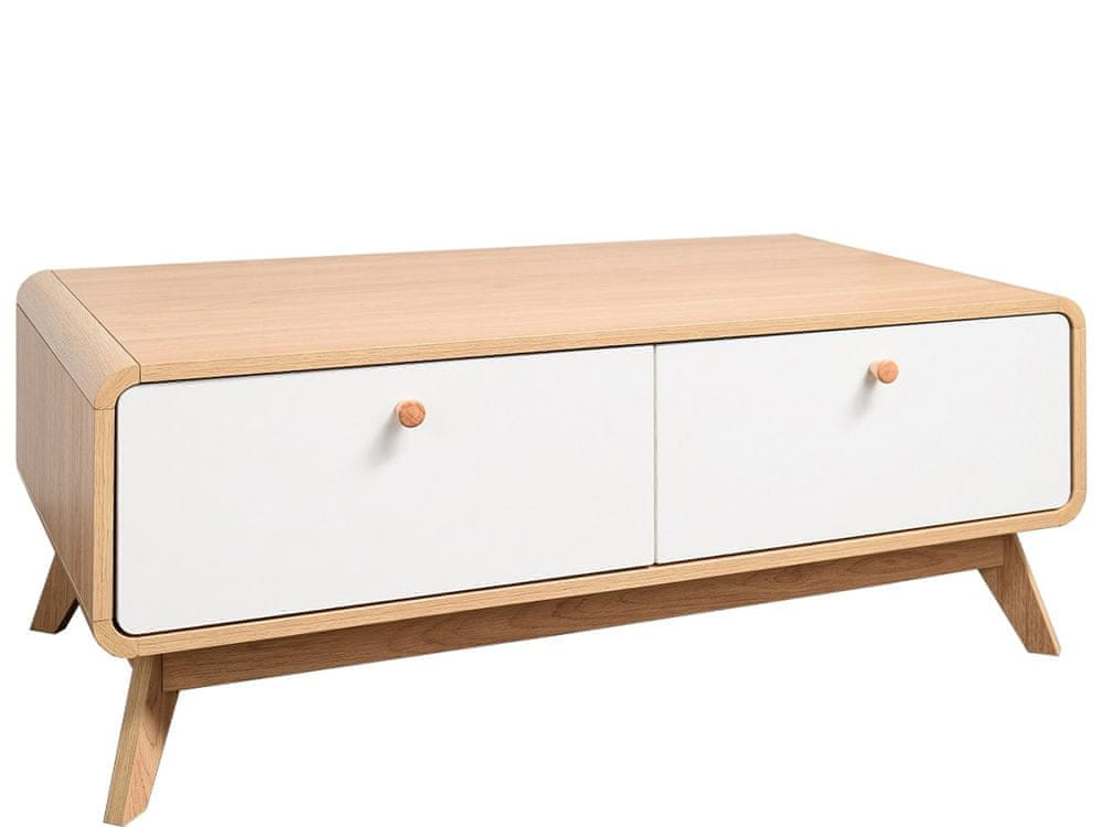 Danish Style Konferenčný stolík Caitlin, 100 cm, prírodná / biela